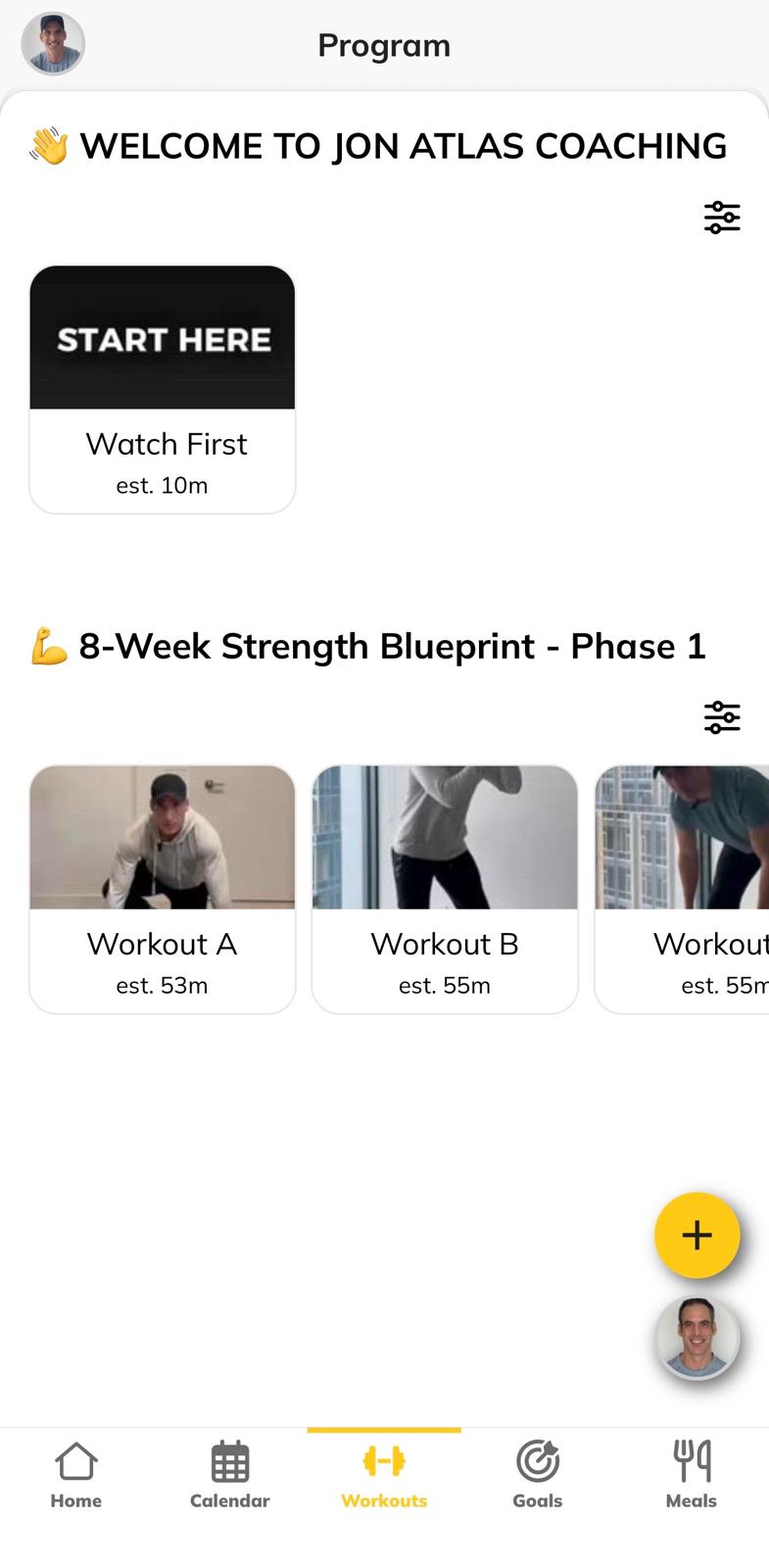 Jon Atlas training app screenshot